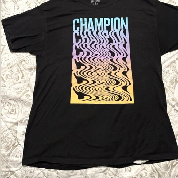 Black Wavy  Logo Tee Shirt - Picture 1 of 8